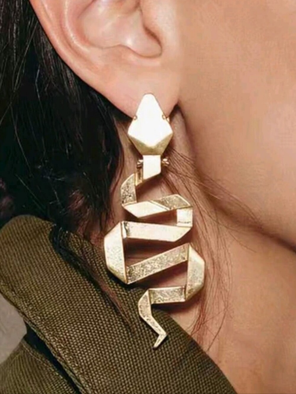 NEW! Gold Snake Minimalist Drop Post Earrings - Women Jewelry